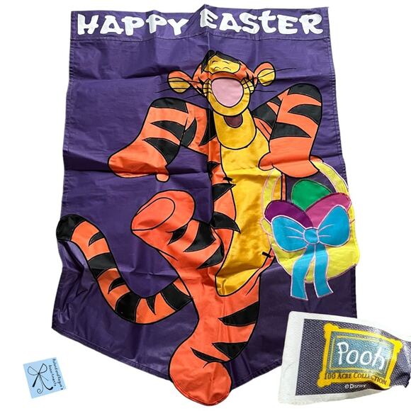 Disney Pooh 100 Acre Collection Tigger Happy Easter 90s Flag - Picture 1 of 4